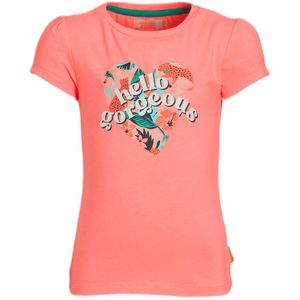 Orange Stars T-shirt Mieke met printopdruk roze