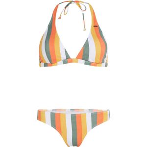 O'Neill voorgevormde halter bikini Marga Rita oranje/wit/groen