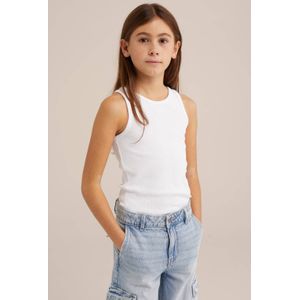 WE Fashion Ribgebreide Top Wit