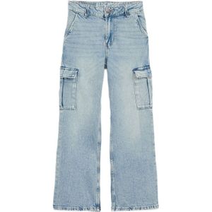 WE Fashion high waist loose fit jeans lichtblauw