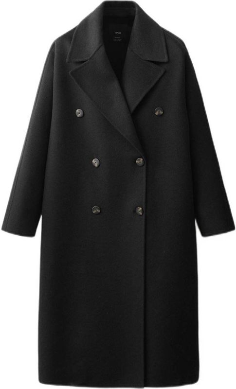 Mango wollen manteljas zwart