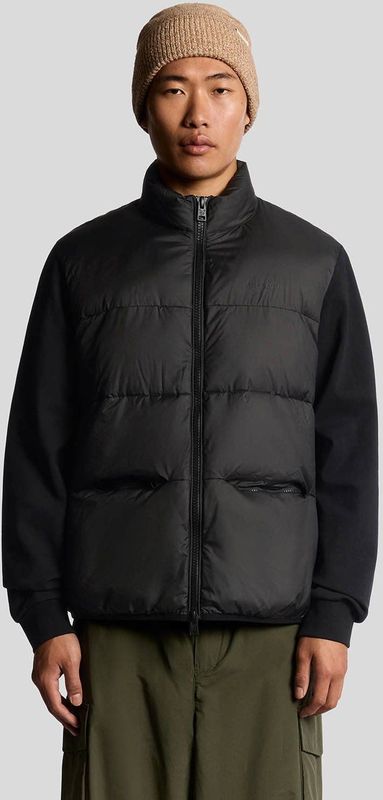 Lyle & Scott - Tussenlaag - Zwart - Funnel Neck Hybrid Zip Through Jumper