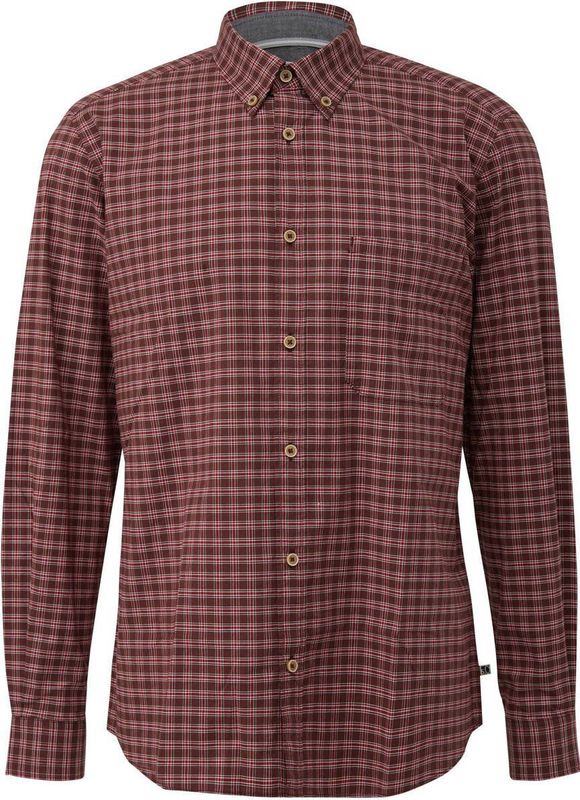 s.Oliver regular geruit casual overhemd donkerrood