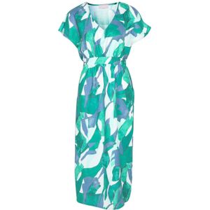 Cassis jurk met grafische print groen/wit/blauw