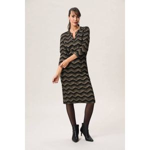 Miss Etam gestreepte midi jurk met glitter goud