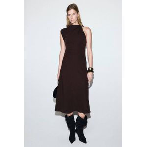 Mango A-lijn jurk donkerbruin