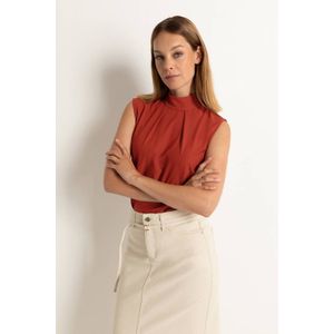 CLAUDIA BY CLAUDIA STRÄTER top van travelstof brique