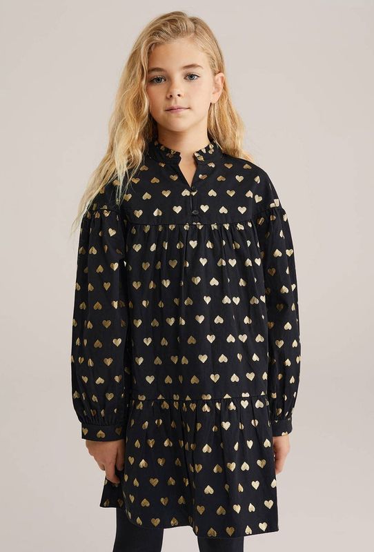 WE Fashion - A-lijn Jurk - Zwart - Katoen