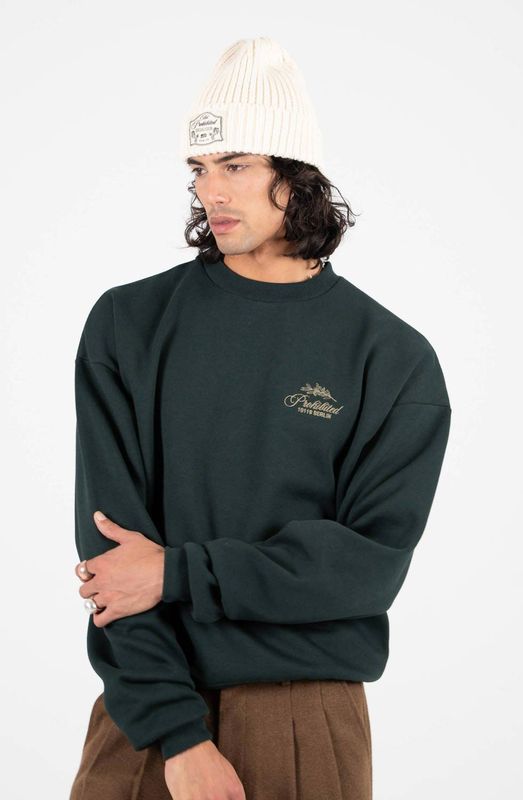 Prohibited sweater met backprint donkergroen