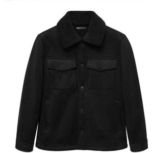 Mango Man lammy coat zwart