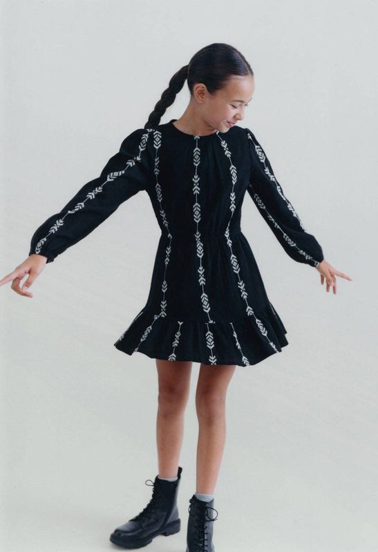 MANGO KIDS - India - Jurk - Lichtgrijs / Zwart