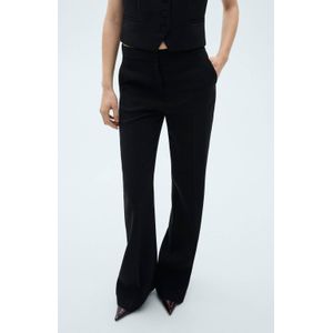 Mango straight regular waist broek zwart