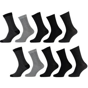 Apollo sokken met strepen - set van 10 zwart