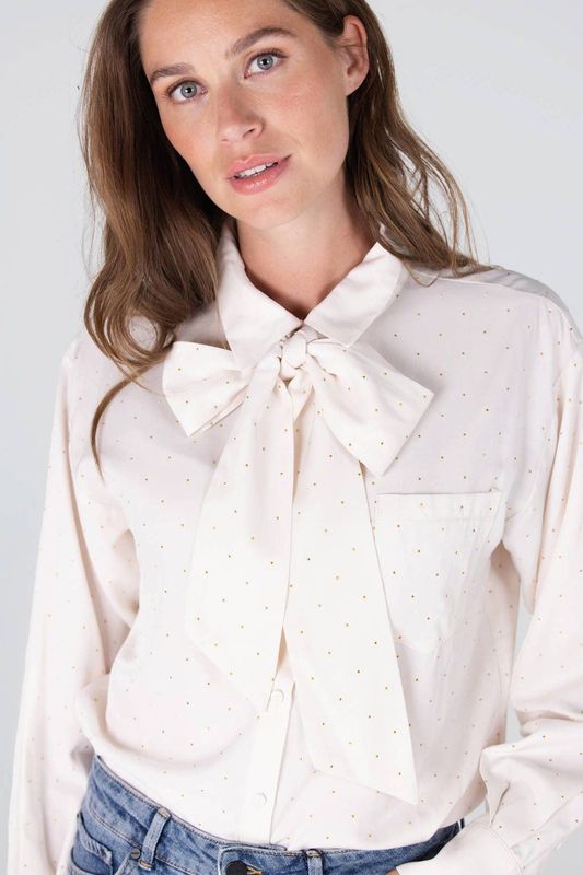 JANSEN Amsterdam - ESS Blouse - Ecru - Met Stippen