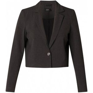 Yest cropped blazer met krijtstreep antraciet