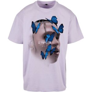 Mister Tee oversized T-shirt Le Papillon met printopdruk lila