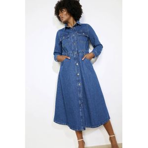 LOLALIZA denim A-lijn jurk medium blue denim