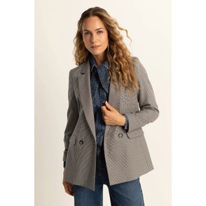 Expresso geruite getailleerde blazer beige met lurex