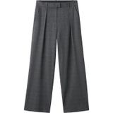 Mango wide leg regular waist geruite pantalon grijs