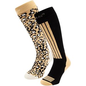 Poederbaas skisokken - set van 2 beige/zwart