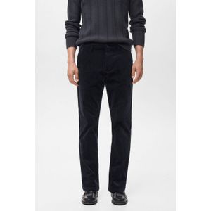 Mango Man corduroy slim casual broek donkerblauw