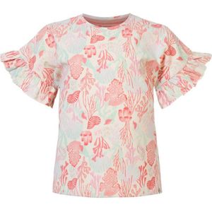 Noppies T-shirt met all over print en ruches roze/wit