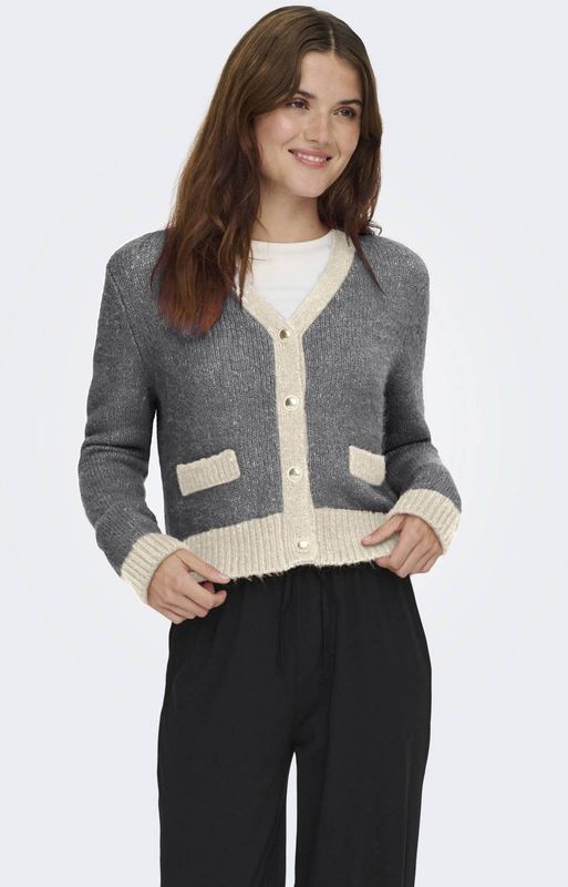 Only - Onlmaggie Life - Gebreid Vest - Grijs Melange