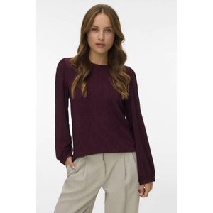 VERO MODA - VMCLARA - Top - Donkerrood - Lange Mouwen