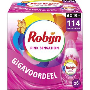 Robijn - Klein & Krachtig Classics - Vloeibaar Wasmiddel - Pink Sensation - 6 x 19 wasbeurten