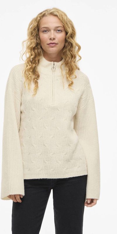 Vila - Lassia - Gebreide Top - Hoge Hals - Lange Mouwen