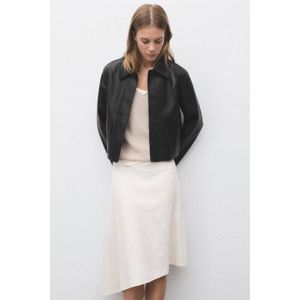 Mango imitatieleren jas zwart