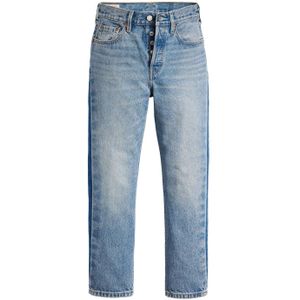 Levi's 501 cropped high waist straight jeans light blue denim