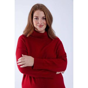 Paprika midi jurk gebreid donkerrood