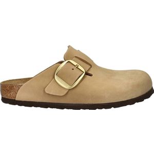 Birkenstock Boston Big Buckle nubuck clogs beige