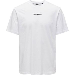 ONLY & SONS regular fit T-shirt ONSLEVI met logo wit
