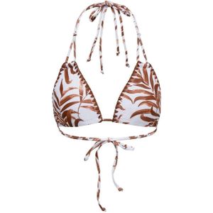 ONLY voorgevormde triangel bikinitop ONLTRICIA wit/bruin