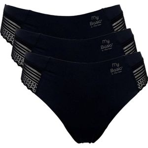 My Basic by After Eden seamless string met kant (set van 3) zwart
