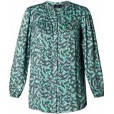 Yesta blouse met all over print grijs/ mintgroen