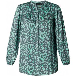 Yesta blouse met all over print grijs/ mintgroen