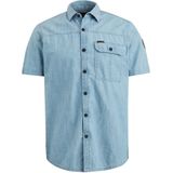 PME Legend regular fit overhemd met logo lichtblauw