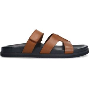 Manfield leren slippers cognac