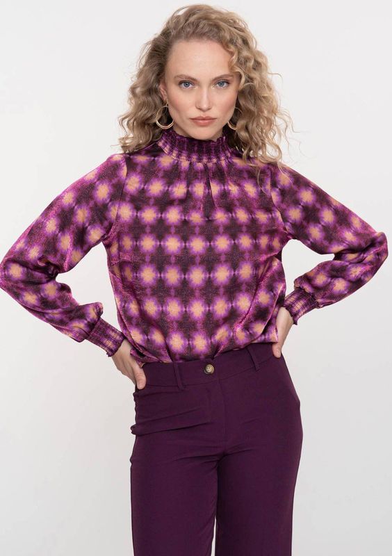 Geisha - Top Allover Print - Paars - 3XL