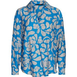 VERO MODA blousetop VMGAJA met all over print blauw/lichtgrijs