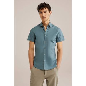 WE Fundamentals slim fit overhemd blauw