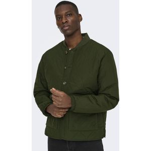 ONLY & SONS quilted jas donkergroen