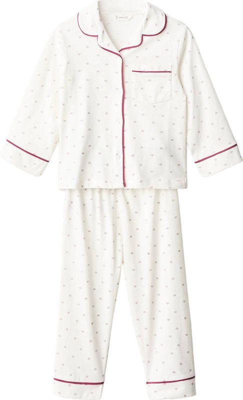Mango Kids - Pyjamaset - Wit - Met Hartjes Print