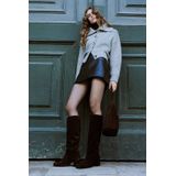 Mango vest grijs rib gebreid