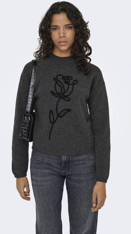 ONLY Trui 'ONLROSE'  donkergrijs / zwart