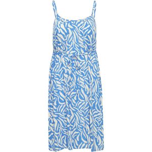Simple Wish jurk met all over print en ceintuur blauw/ecru