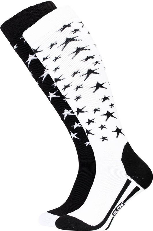 Falcon skisokken 2 paar zwart/wit ster